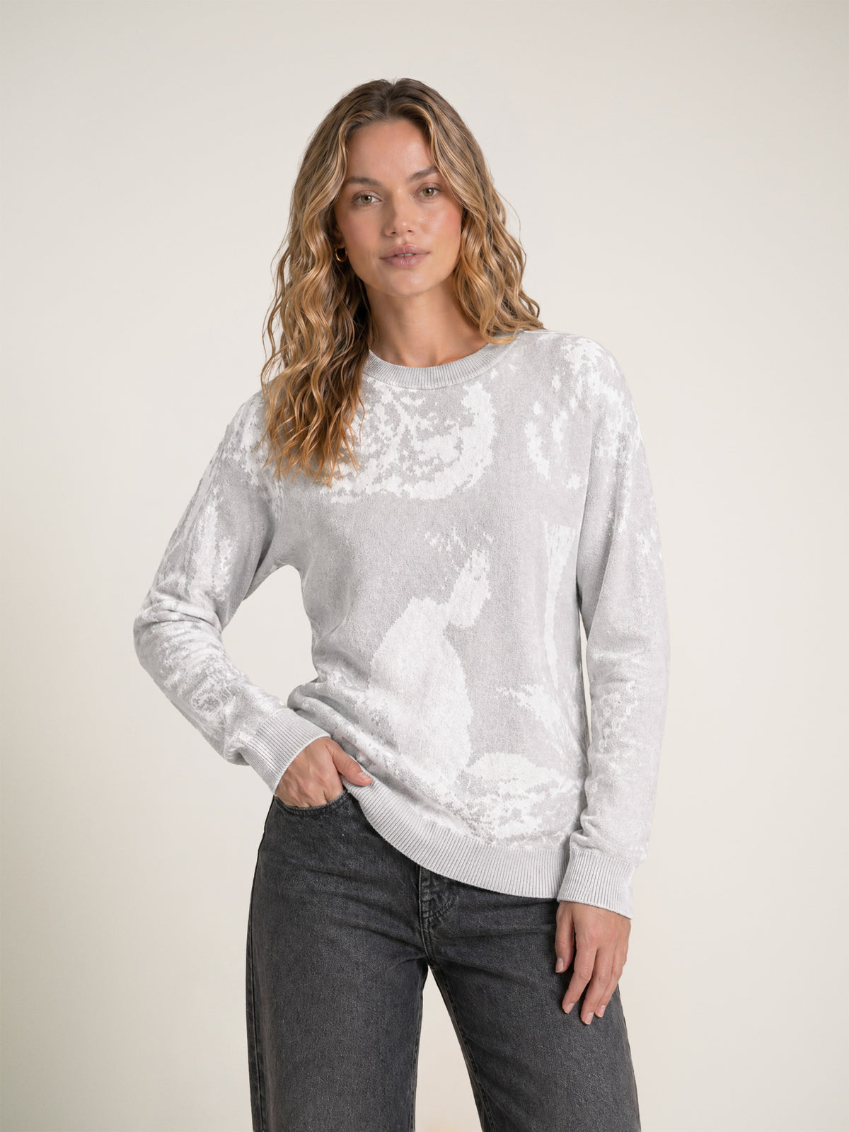 The Sketch January knitted jumper on female model - front