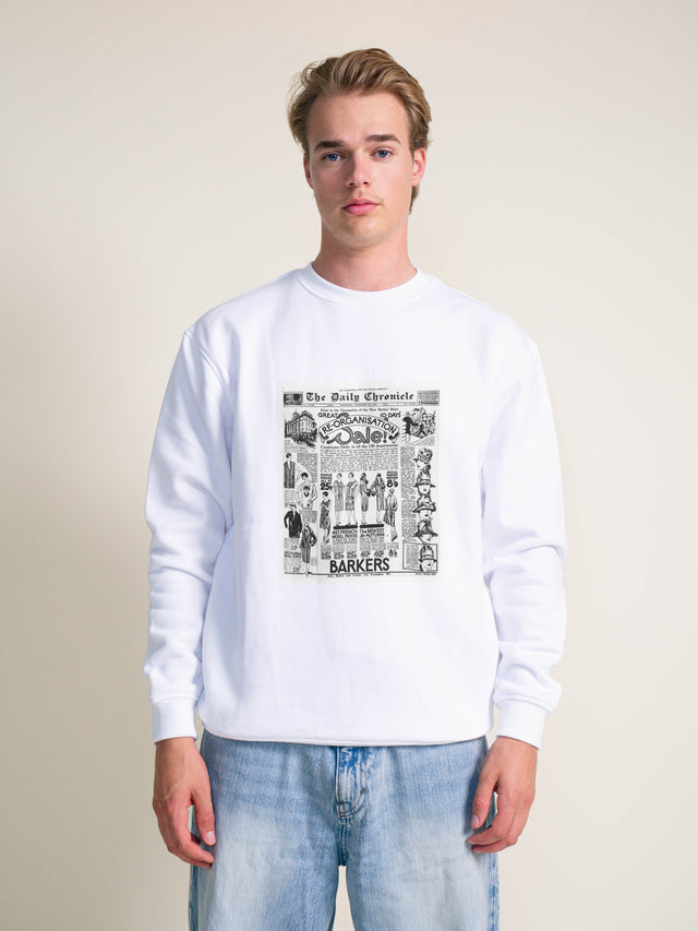 Choojiie Vintage Newspaper Sweatshirt (White)